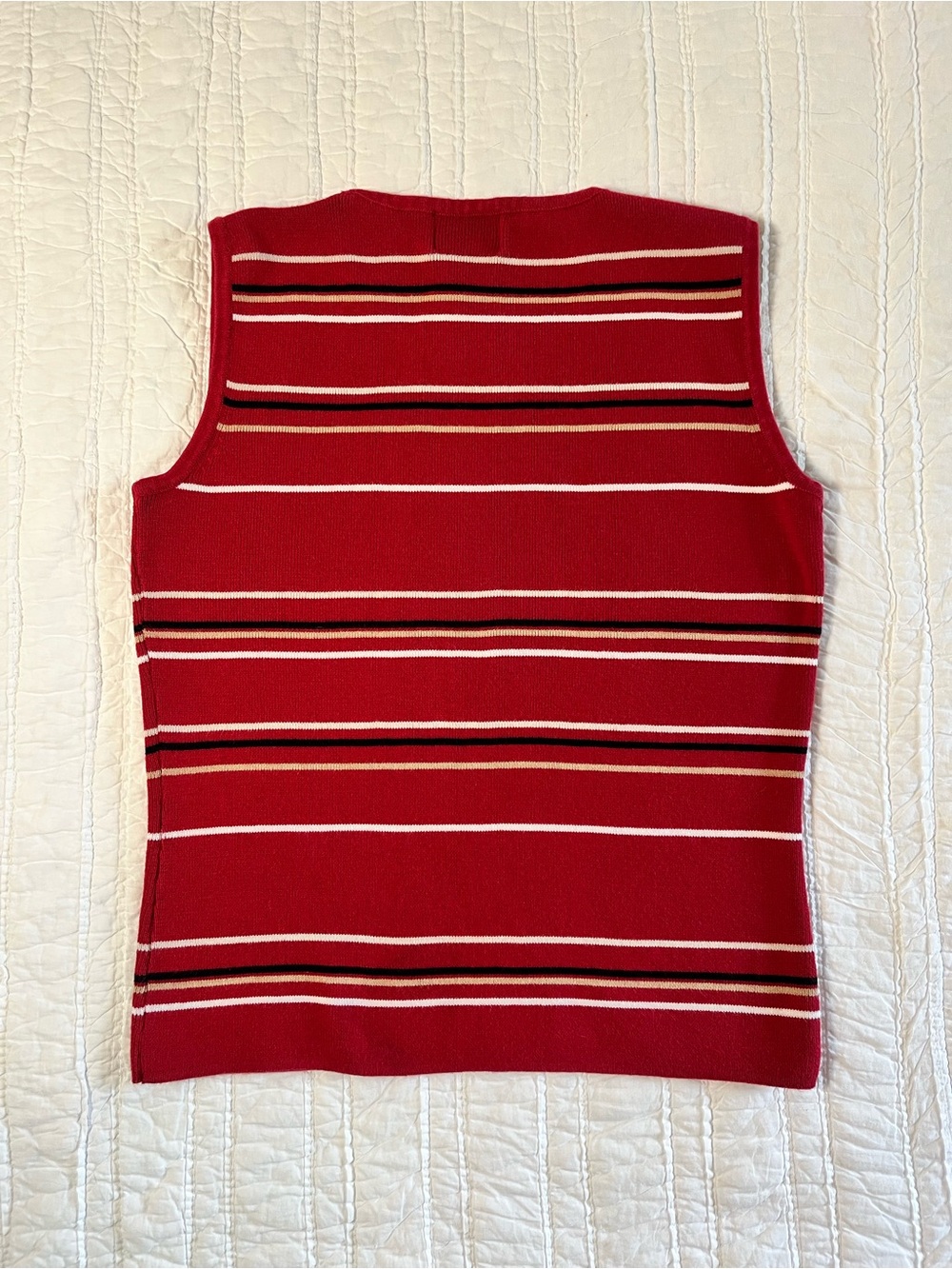 VINTAGE 90s Designers Originals Striped Sweater Knit Tank Top - Size S - Picture 2 of 5